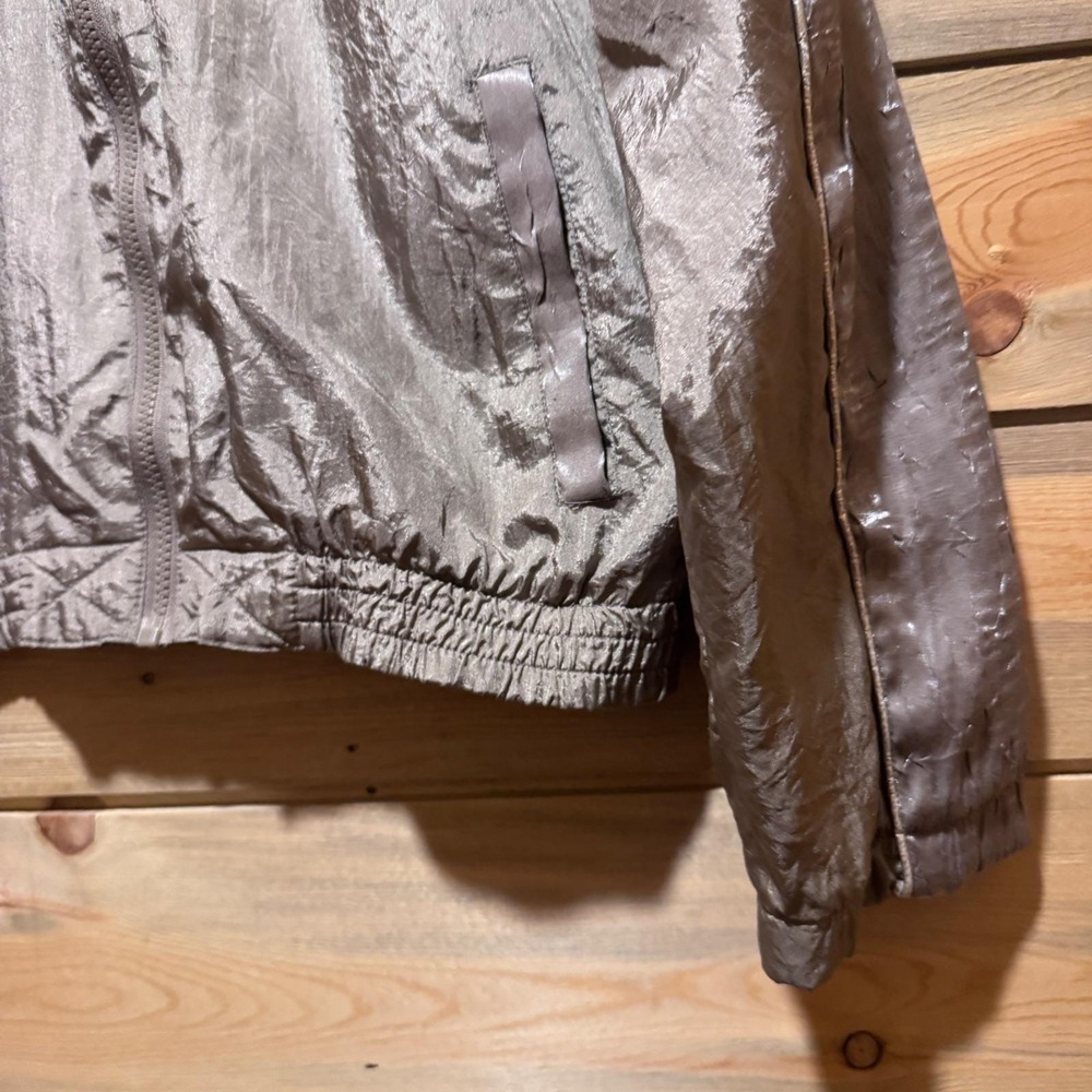 Vintage Metallic Champagne Gold Crinkle Windbreaker Jacket‎ Petite Small Y2K 90s - Picture 3 of 5